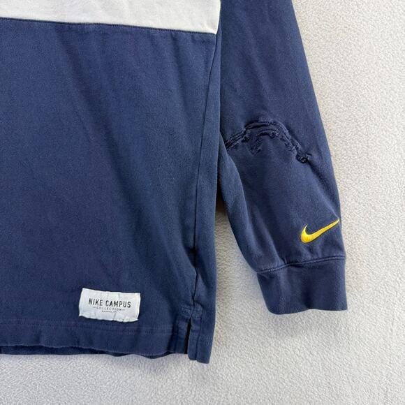 Michigan Wolverines Rugby Shirt men's XL Blue Nike Campus Collection REPAIRED - Picture 2 of 15